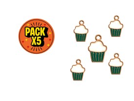 Dije Esmaltado Cupcake Verde x 5 Unidades